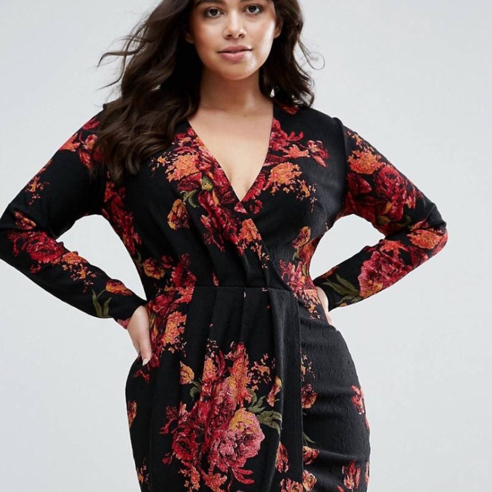 Club L Plus Size Floral Wrap Dress